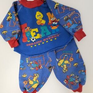 Vintage Sesame Street Jogging Suit Sweat Pants Shirt 12M Team Soccer 90s Baby